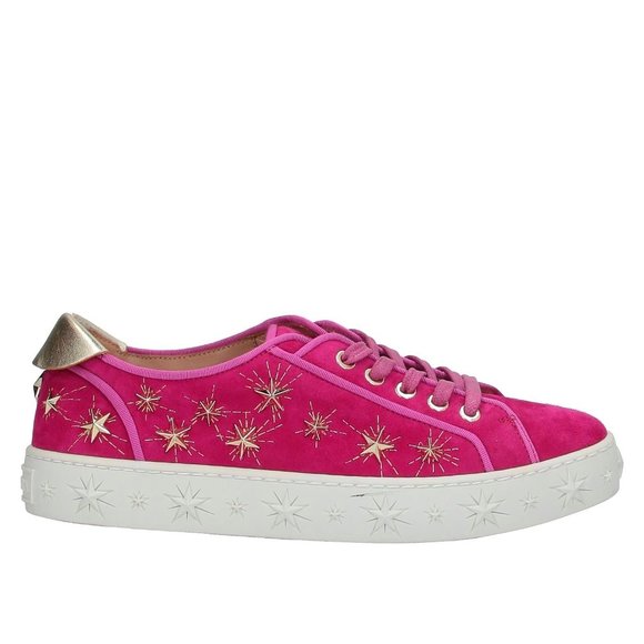 NIB Aquazzura Fuchsia Cosmic Star Stud Laced Low Top Sneakers - Picture 1 of 9